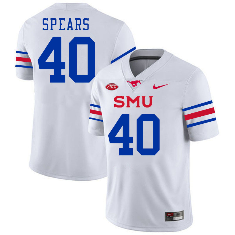 SMU Mustangs #40 Keveion'ta Spears Jersey College Football Uniforms-White
